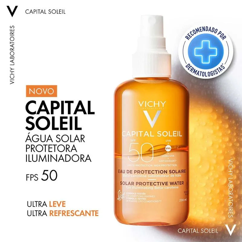 Água Solar Protetora Iluminadora Corporal Vichy - Capital Soleil FPS50 200ml