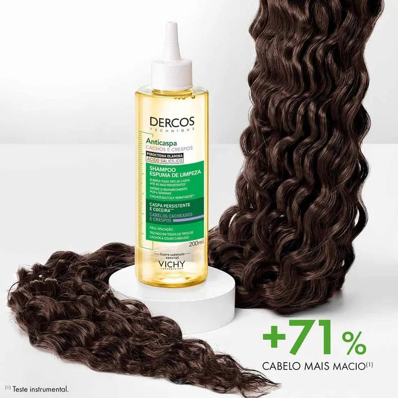 Espuma de Limpeza Vichy Dercos Anticaspa Para Cabelos Crespos e Cacheados 200ml