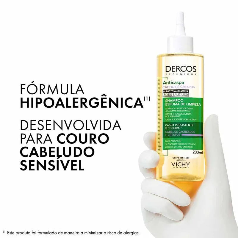Espuma de Limpeza Vichy Dercos Anticaspa Para Cabelos Crespos e Cacheados 200ml